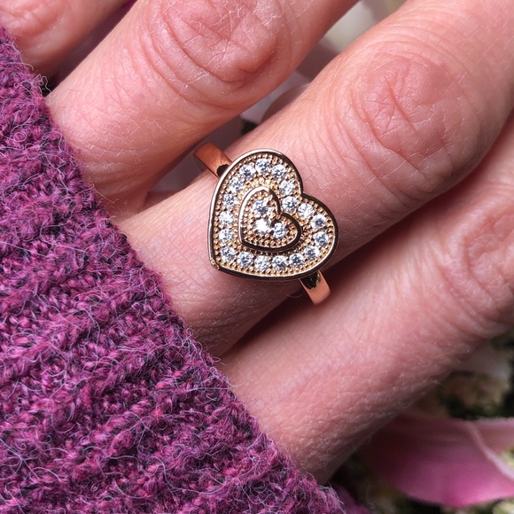 New!  gold/cz diamond heart ring size 8 - Picture 2 of 6